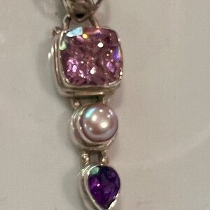 Boutique Super Silver Monterey 925 Sterling Purple Stone Pendant